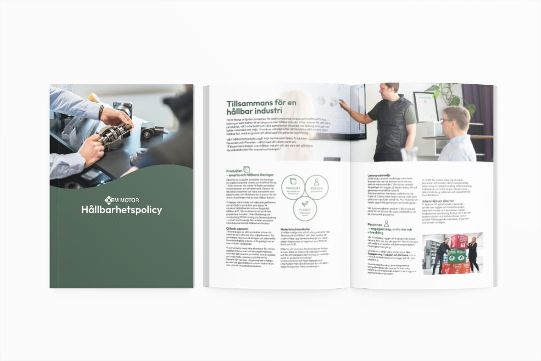 OEM Motors hållbarhetspolicy vit bakgrund