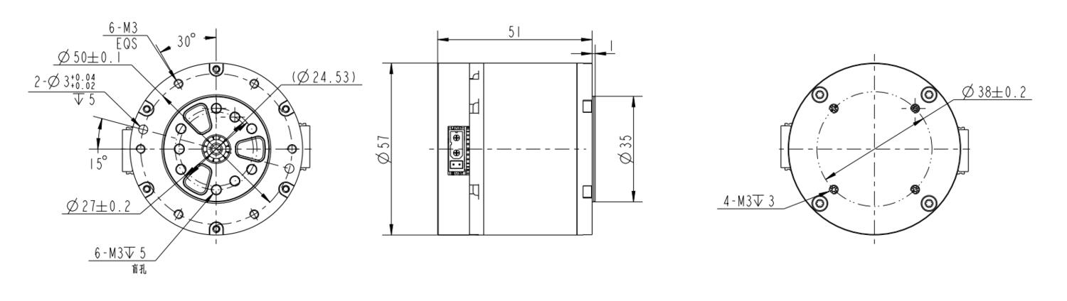 14Nm Integrerad QDD motormodul Dimensioner.png