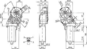 DC-motor Bosch AHC 24 V mått