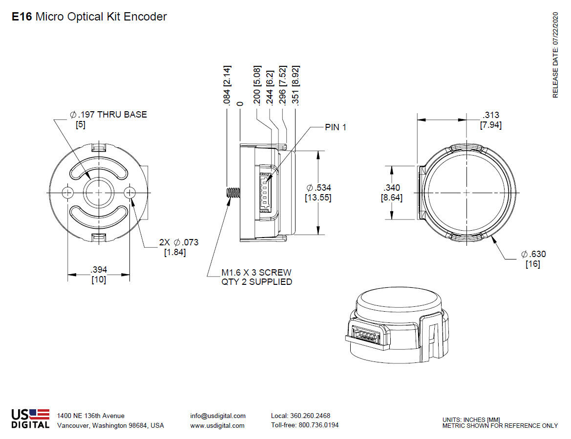 E16 encoder pulsgivare ritning