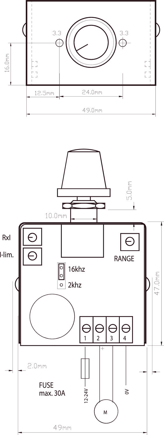 Electromen EM-285 dc motorstyrning mått