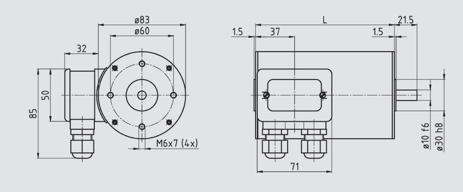 Elmotor Gefeg Neckar MQ8 dimensioner