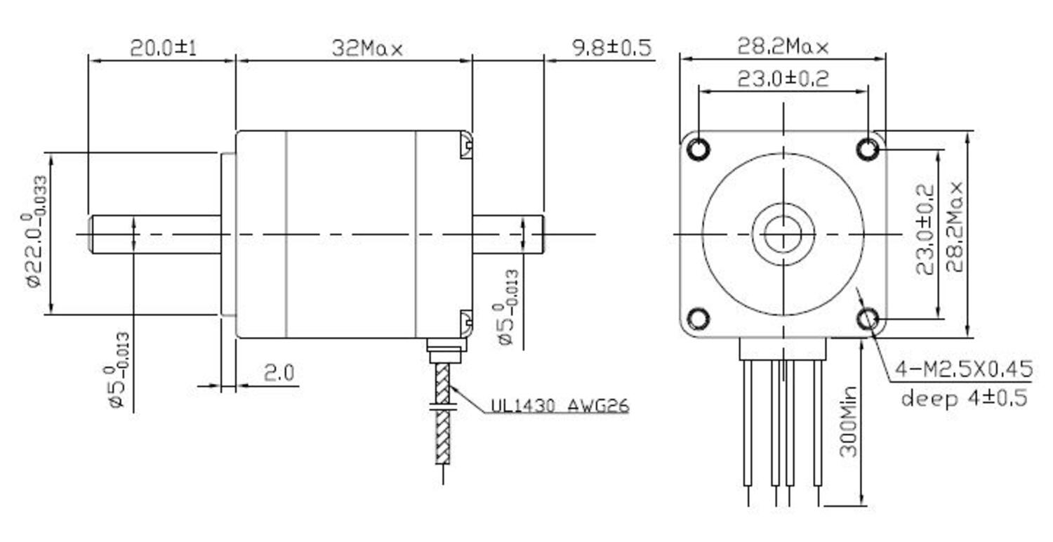 Fulling stegmotor mått och dimensioner