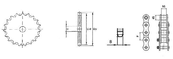 Kedjehjul utan nav simplex ritning