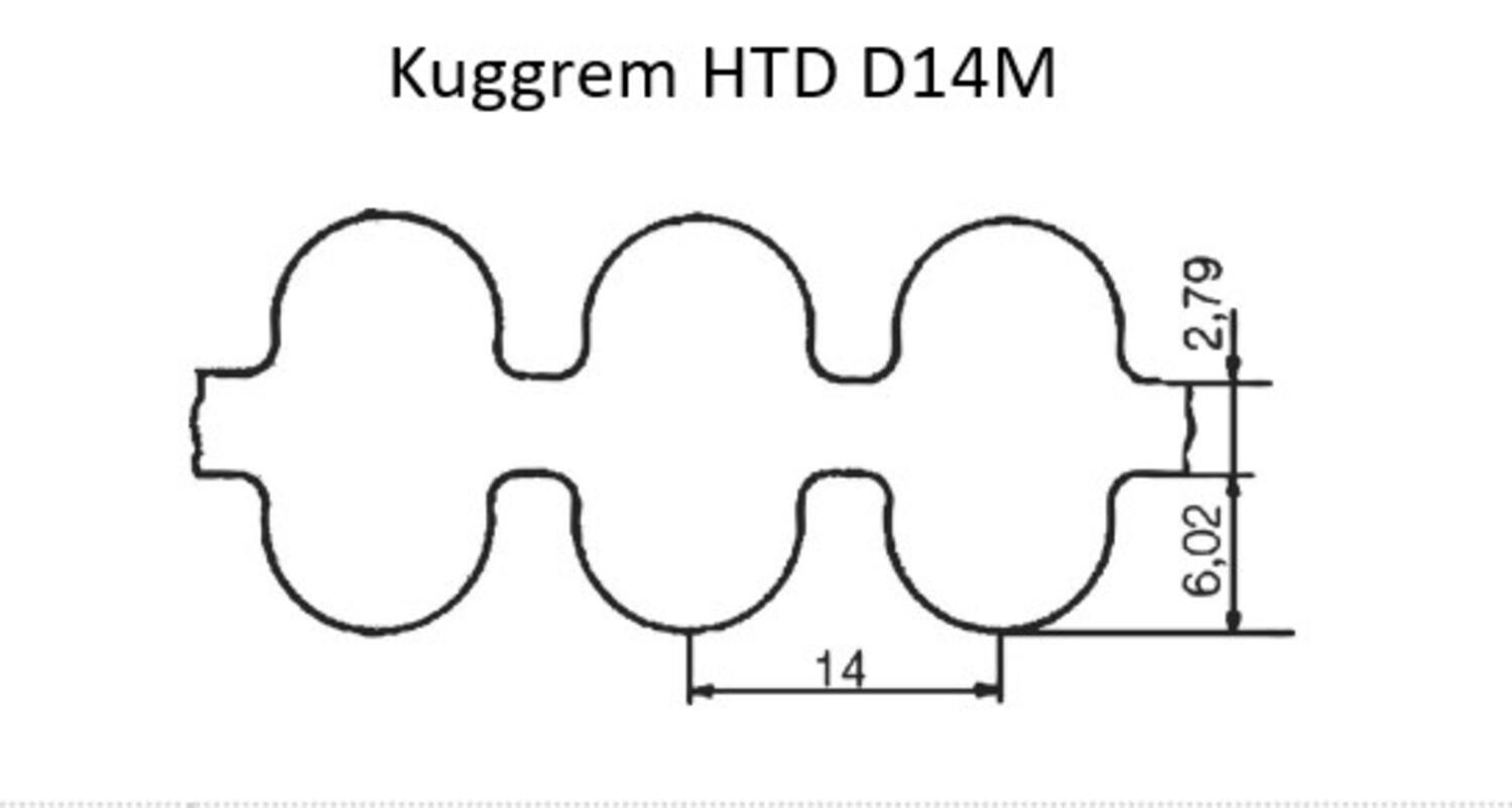 Kuggrem HTD D14M BANDO mått