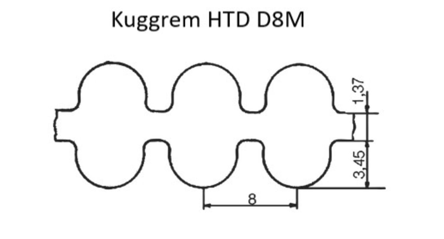 Kuggrem HTD D8M BANDO mått