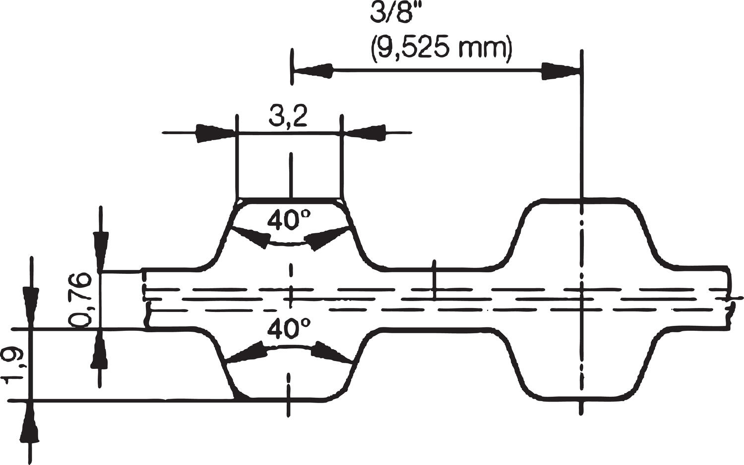 Kuggrem L från Bando DL-ritning