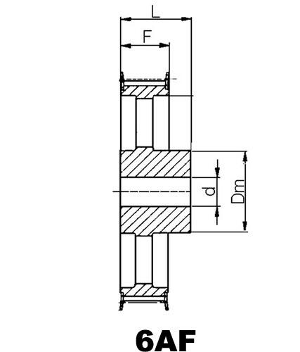 Kuggremshjul 6AF H med bussning ritning