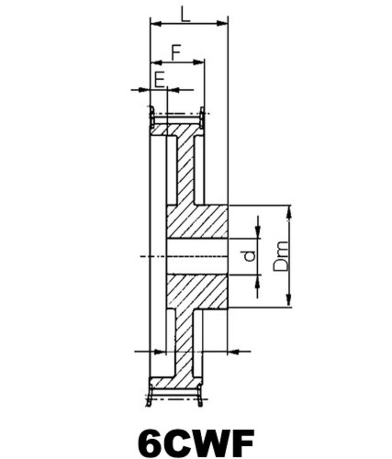 Kuggremshjul 6CWF för H remmar ritning