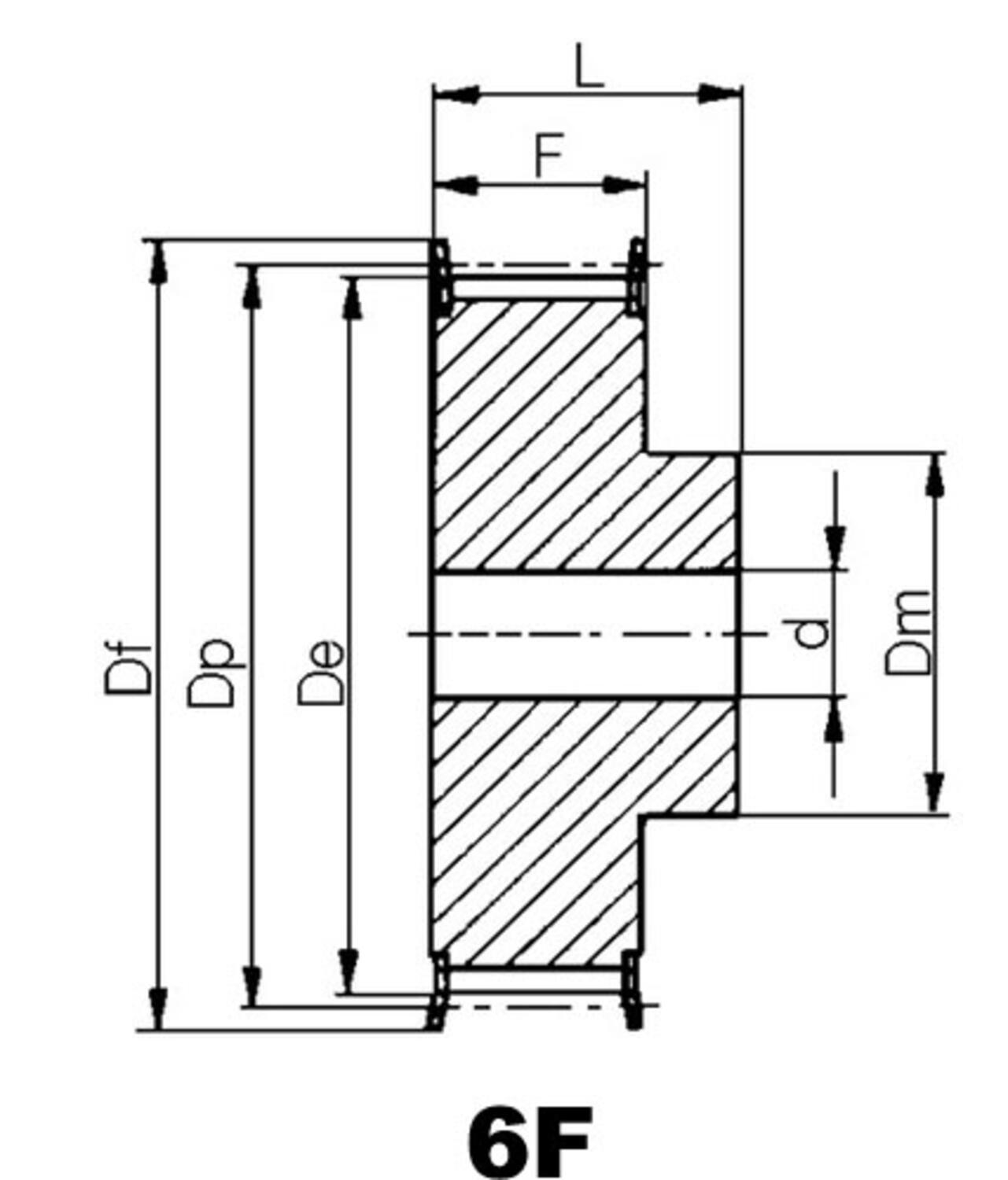 Kuggremshjul 6F H med delning 12,7 mm