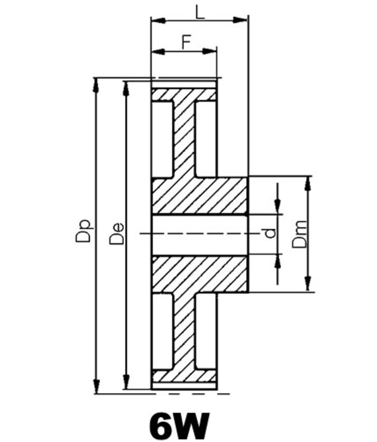 Kuggremshjul 6W GT3 5 m ritning