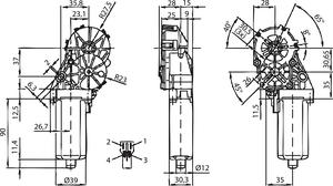 Mått DC-motor Bosch AHC 12 V