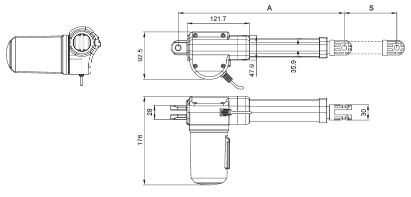 Moteck ställdon MD66 ritning