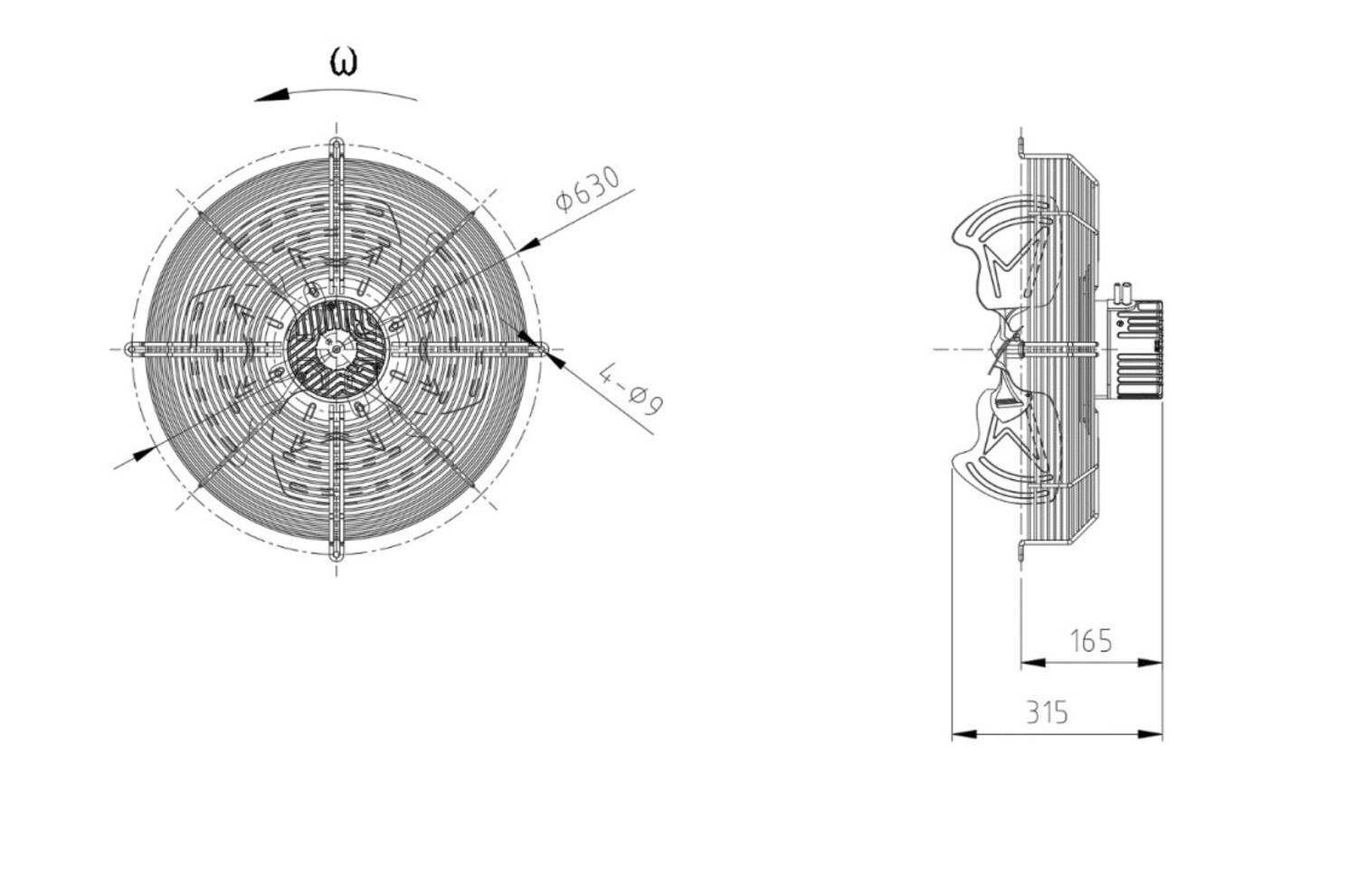 Ritning axialfläkt ATB