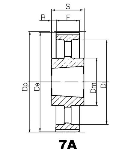 Ritning HTD kuggremshjul bussning 7A