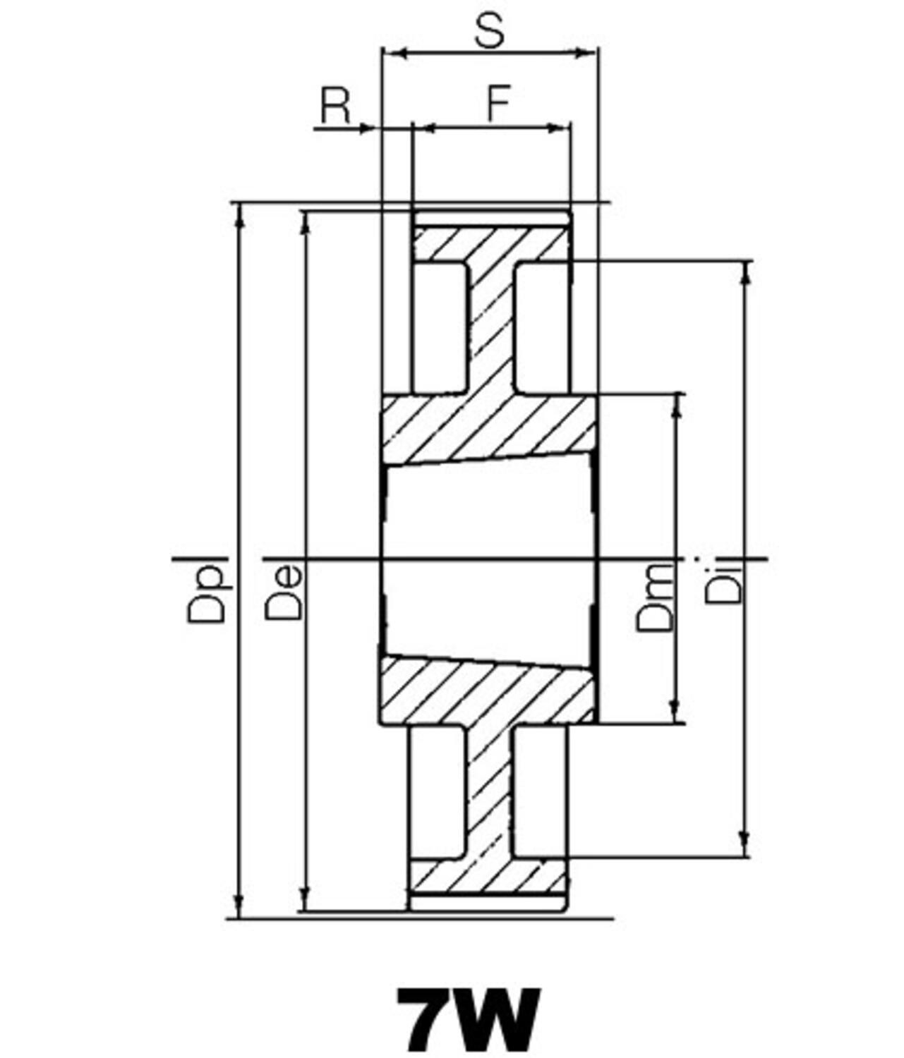 Ritning kuggremshjul GT3 bussning 7W