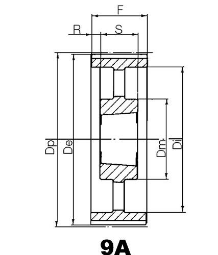 Ritning på kuggremshjul HTD bussning 9A