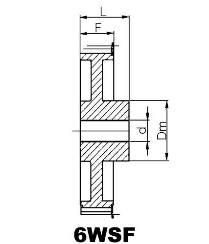 Ritning på kuggremshjul MXL 25 6WSF