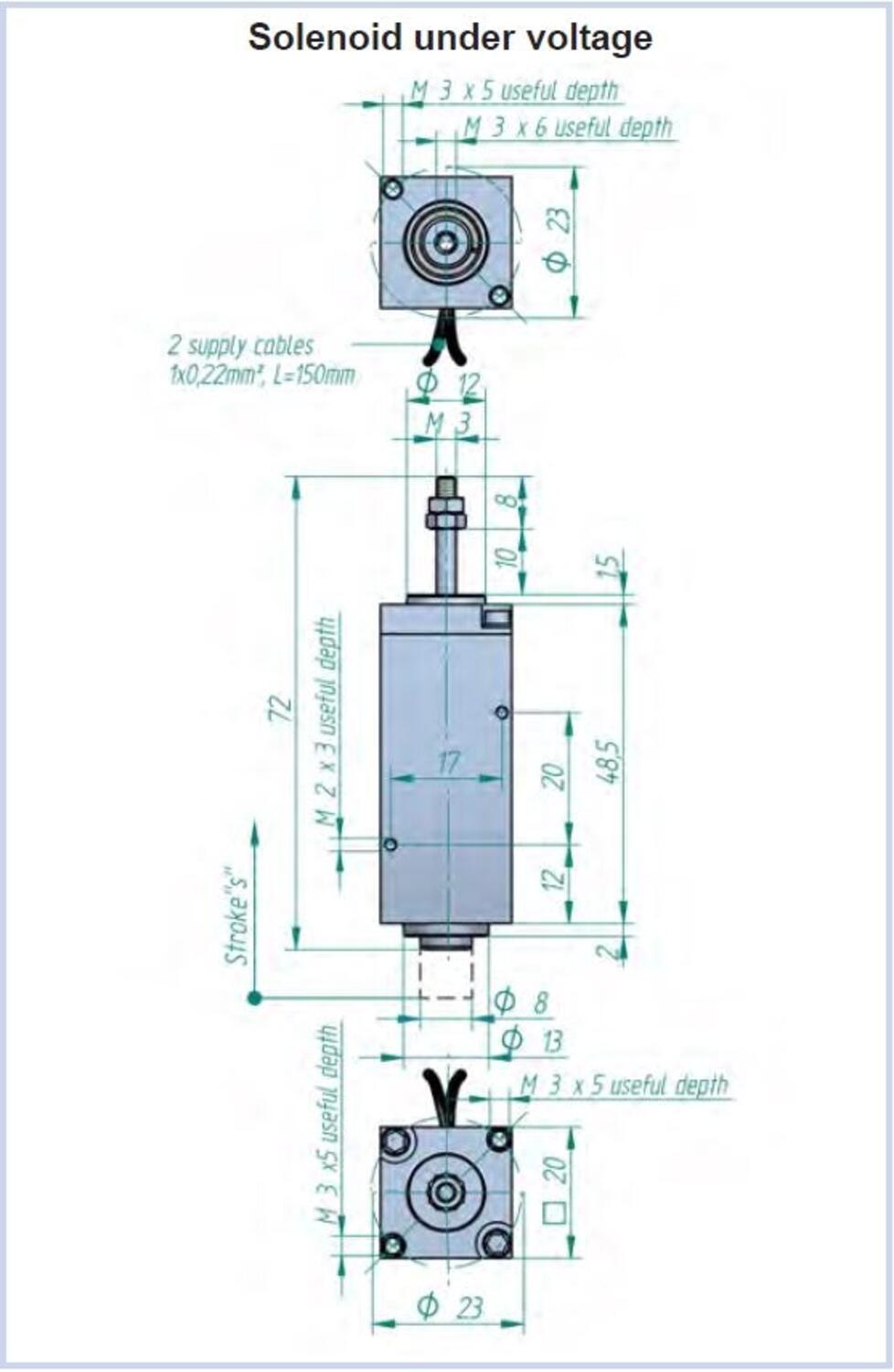 Solenoid CU20 från Nafsa dimensioner