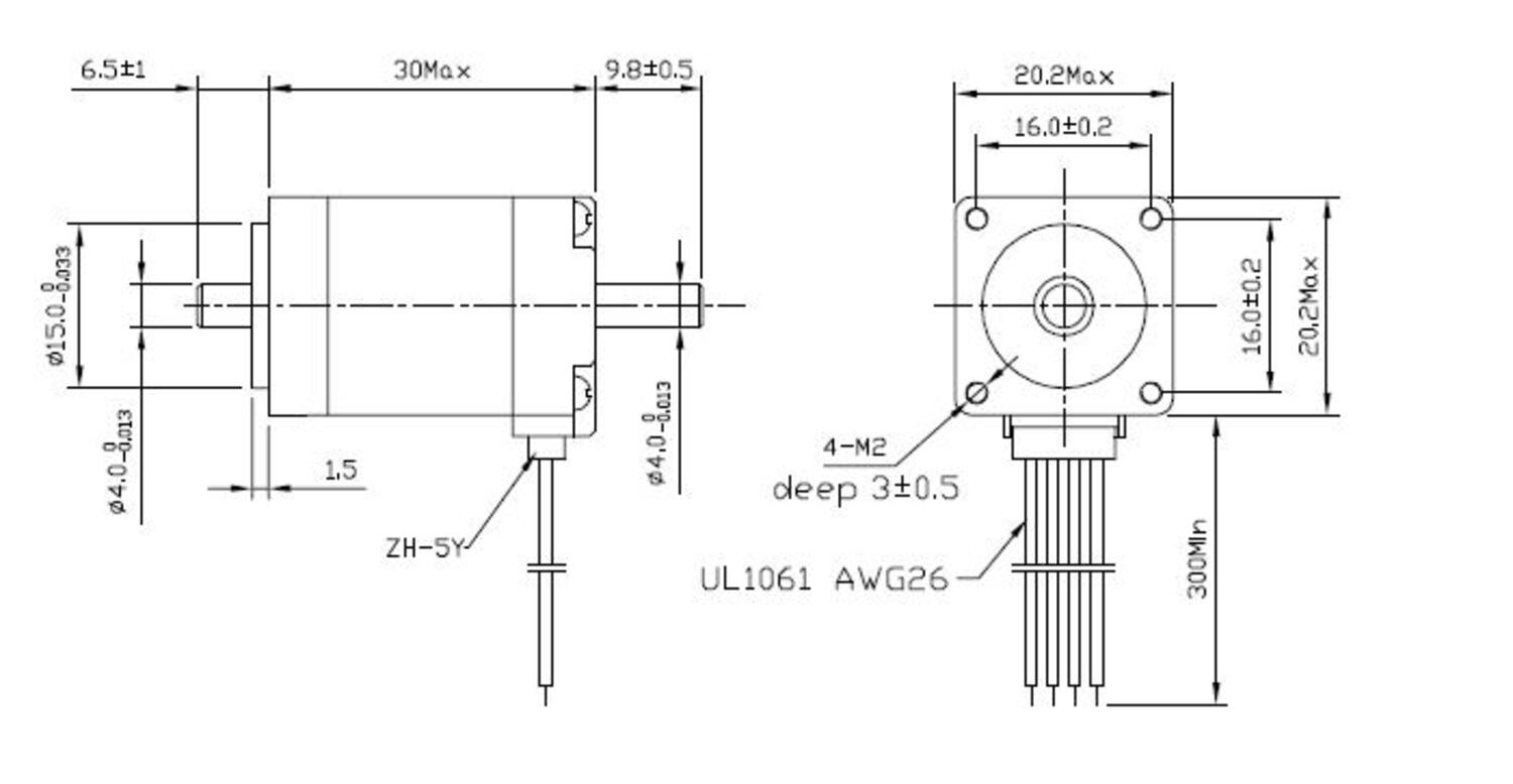 Stegmotor FL20STH Fulling Motor mått