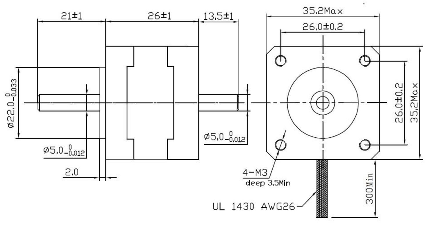 Stegmotor Fulling Motor FL35 mått