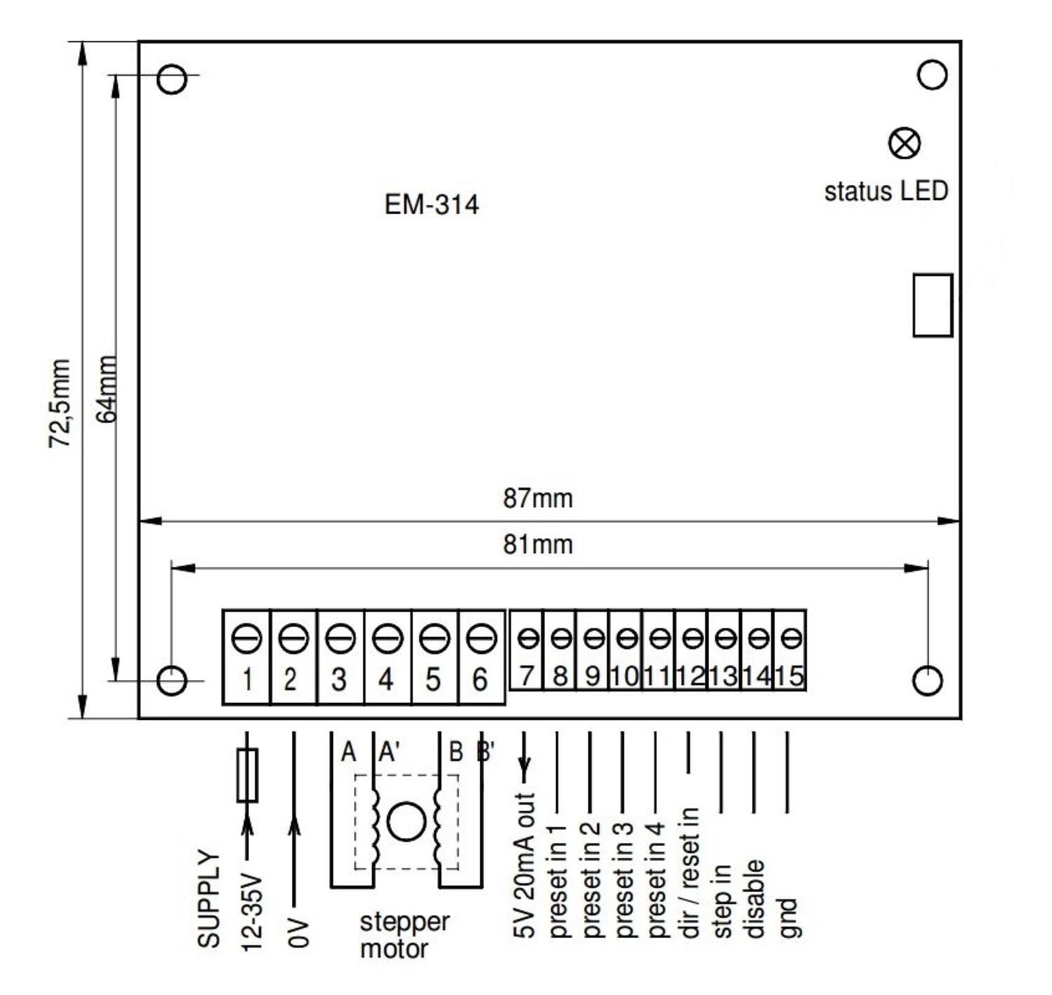 Stegmotorstyrning Electromen mått
